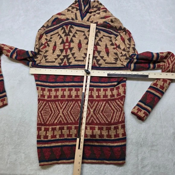 Sun Stone Cardigan Sweater Men Small Geometric Southwestern Aztec Shawl Collar